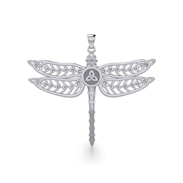 The Celtic Dragonfly with Trinity Knot Silver Pendant TPD5386 - Jewelry